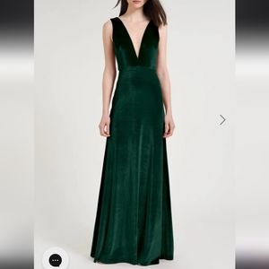 Jenny Yoo Logan Gown in Emerald Green